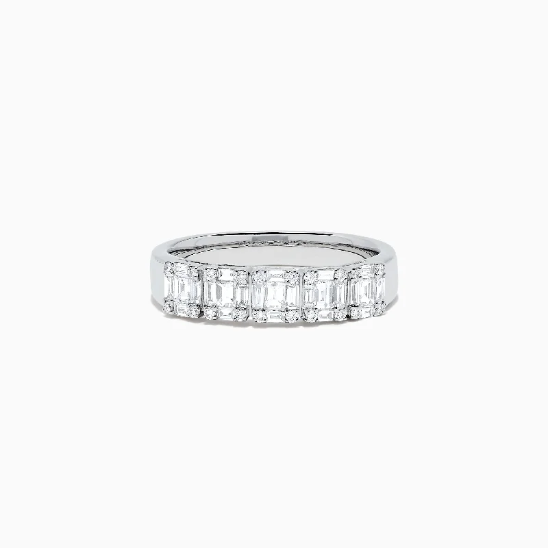 Designer engagement rings-Classique 14K White Gold Diamond Band, 0.65 TCW