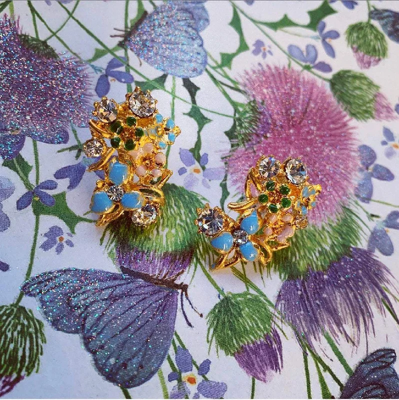 Trendy Earrings For Winter Fashion-multicoloured enamel floral earrings