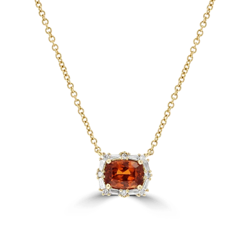 Custom charm necklaces for women-JULEVE 18KT 1.32 CT TRIPLITE & 0.23 CTW DIAMOND HALO NECKLACE