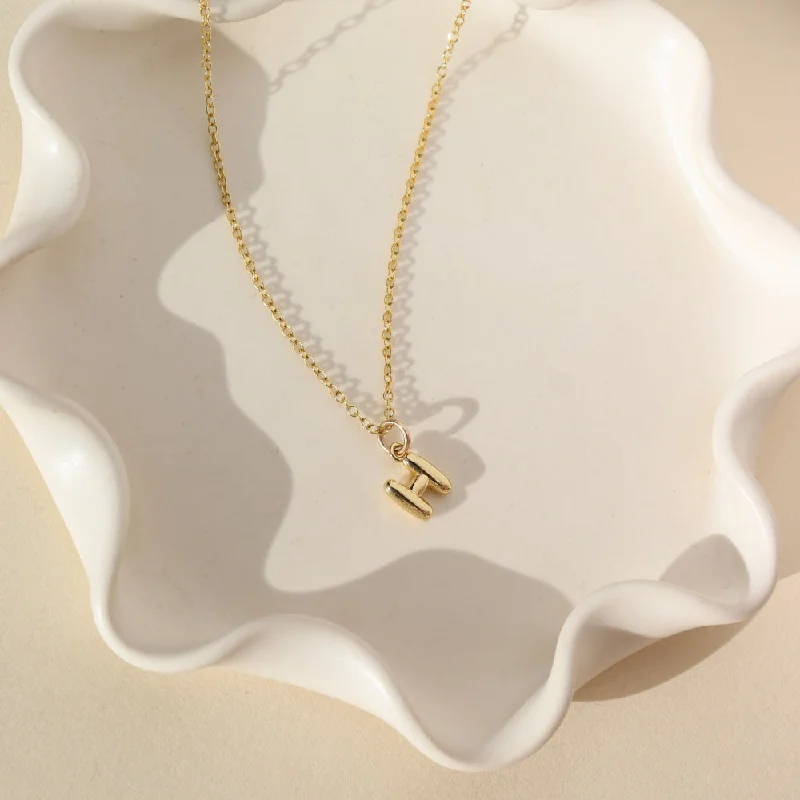 Luxury gemstone necklaces for special occasions-Tiny Bubble Initial Charm Necklace