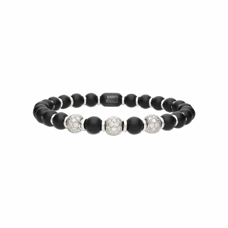 Chakra Bracelets-Diamond and Black Ceramic Sfera Bracelet