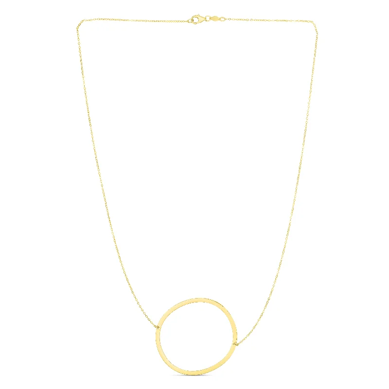 Silver heart necklaces for gifts-14K Gold Large Initial O Necklace