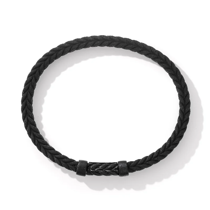 Mother's Day Bracelets-Chevron Black Rubber Bracelet with Black Titanium