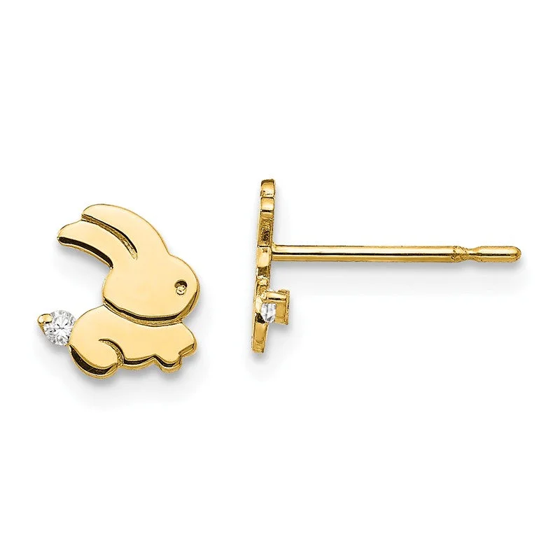 Classic Hoop Earrings For Every Outfit-14k Yellow Gold CZ Children's Bunny Post Earrings