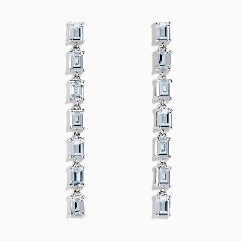 Artistic Earrings For Creative Style-14K White Gold White Sapphire Drop Earrings