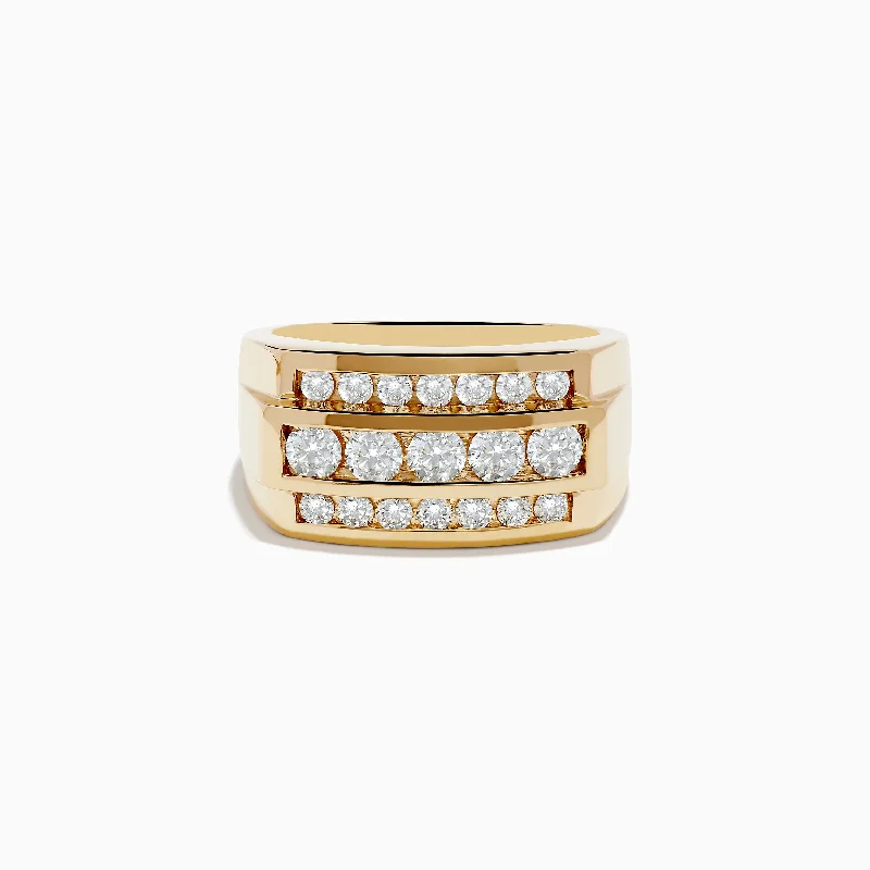 Gemstone promise rings-Men's 14K Yellow Gold Diamond Ring