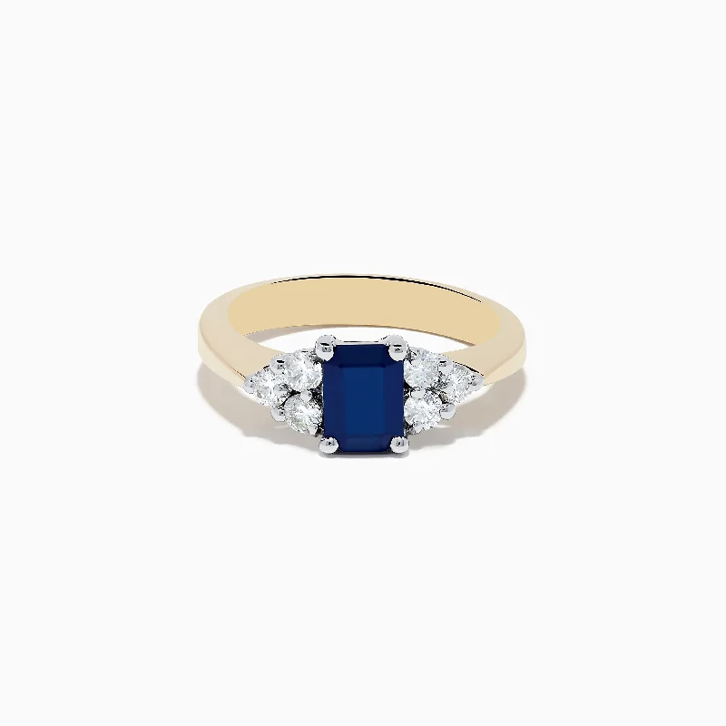 Mixed gemstone engagement rings-Royale Bleu 14K Yellow & White Gold Blue Sapphire and Diamond Ring, 1.46 TCW