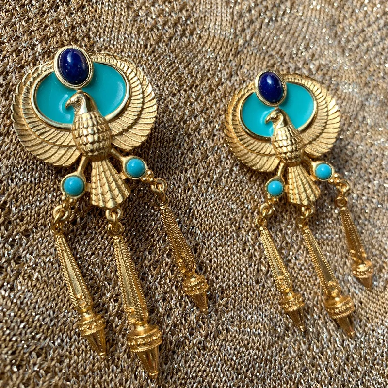 Pearl Stud Earrings For Casual Style-Egyptian Earrings by Elizabeth Taylor for Avon Turquoise