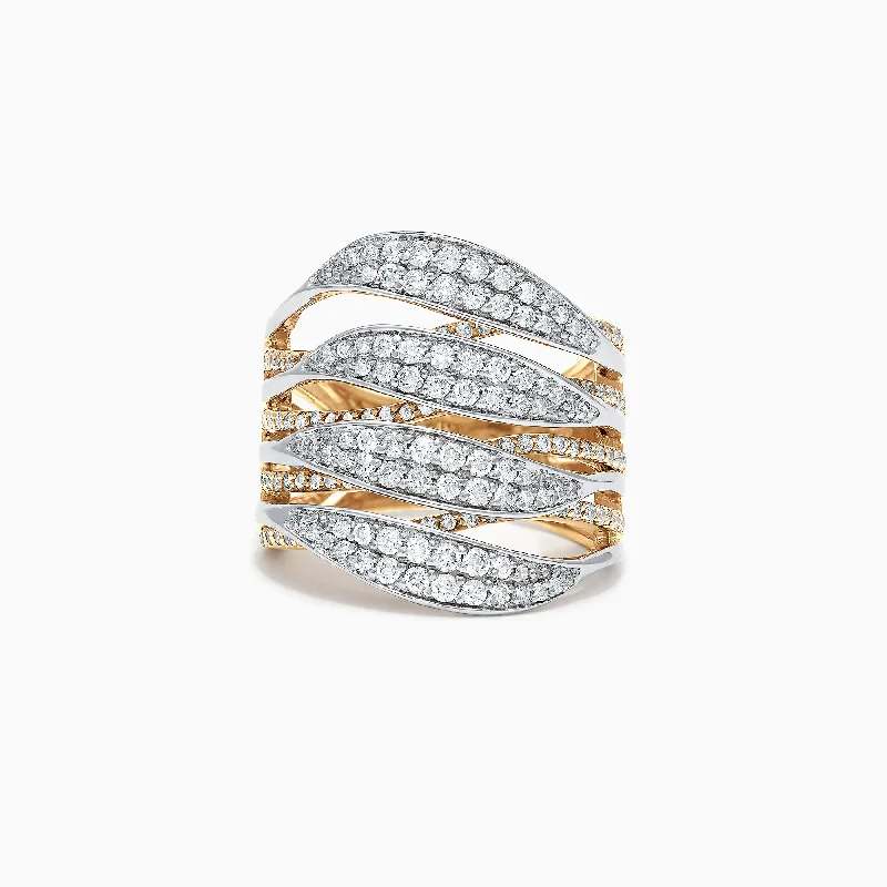 Promise rings-Duo 14K Yellow and White Gold Diamond Ring, 1.31 TCW