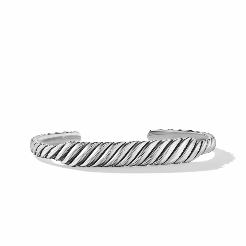 Personalized Bracelets-Sculpted Cable Contour Cuff Bracelet in Sterling Silver