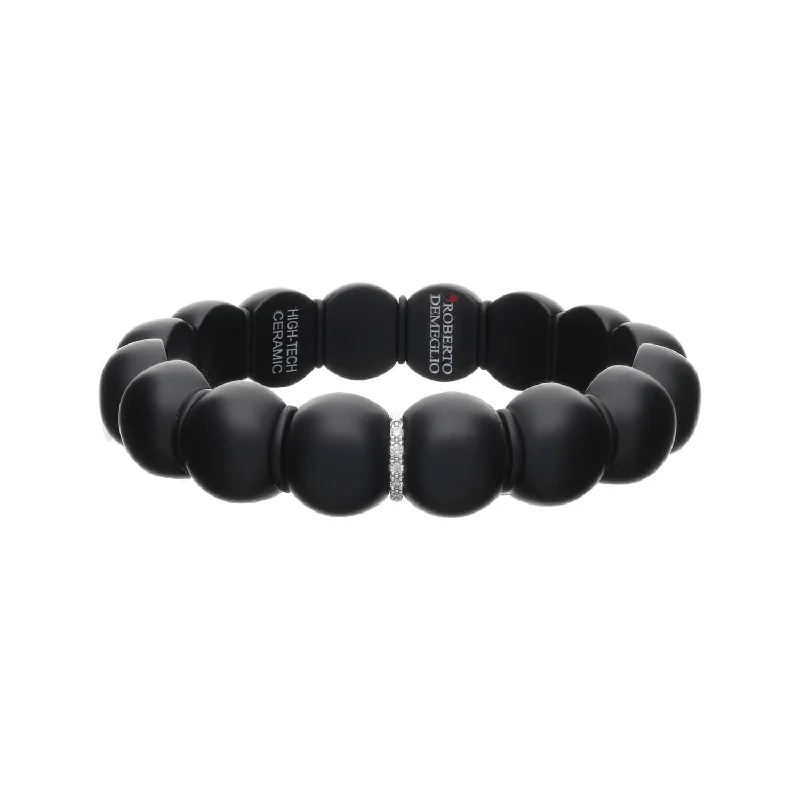 Meditation Bracelets-Diamond and Black Ceramic Dama Stretch Bracelet