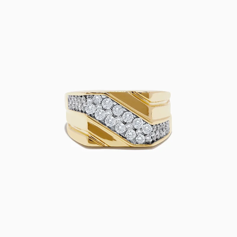 Elegant engagement rings-Men's 14K Yellow Gold and Diamond Ring