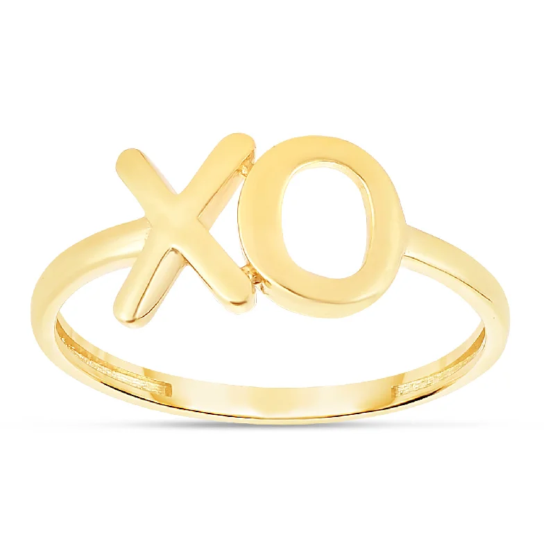 Modern wedding rings for men-14K Gold ""XO"" Ring