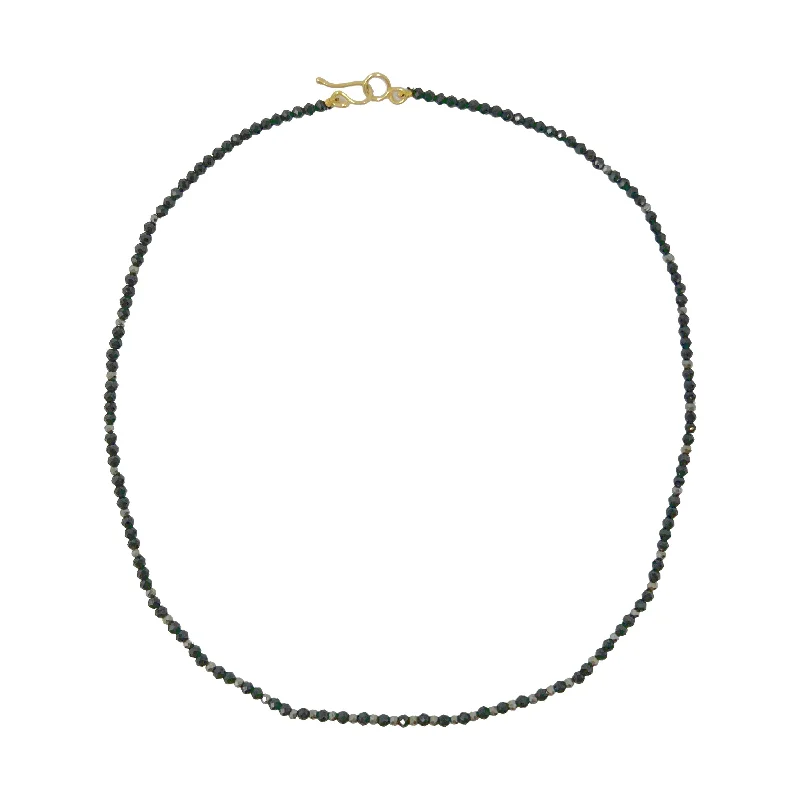 Elegant silver necklaces for women-Lena Skadegard Black Spinel and Pyrite Necklacewith 9K Gold Clasp