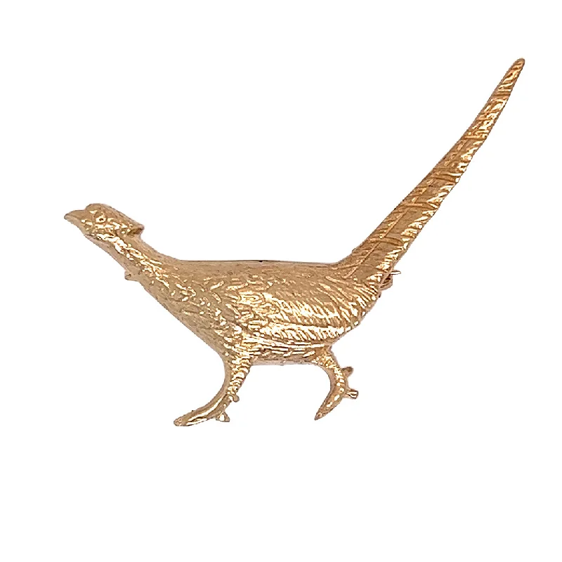 Long Brooch-Gold Pheasant Brooch