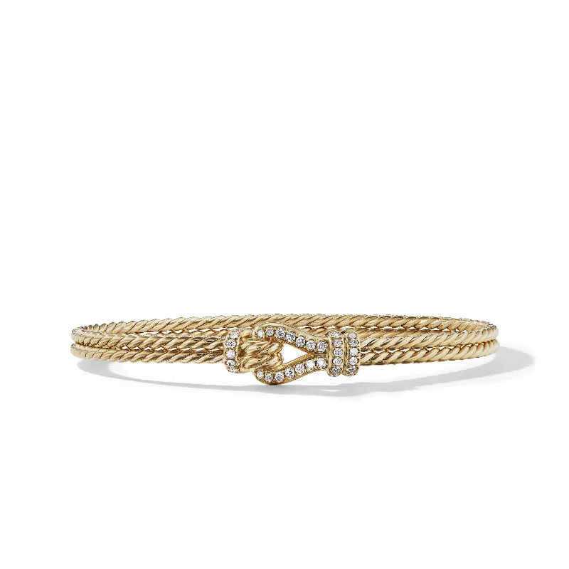 Designer Bracelets-Thoroughbred Loop Bracelet in 18K Yellow Gold with Pave Diamonds