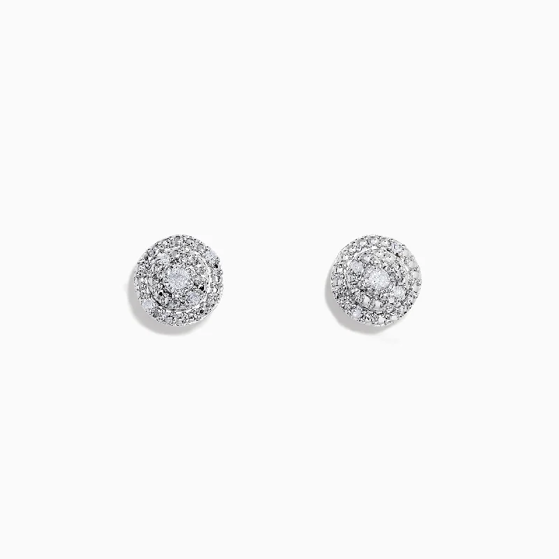 Classic Hoop Earrings For Every Outfit-925 Sterling Silver Diamond Pave Stud Earrings, 0.10 TCW