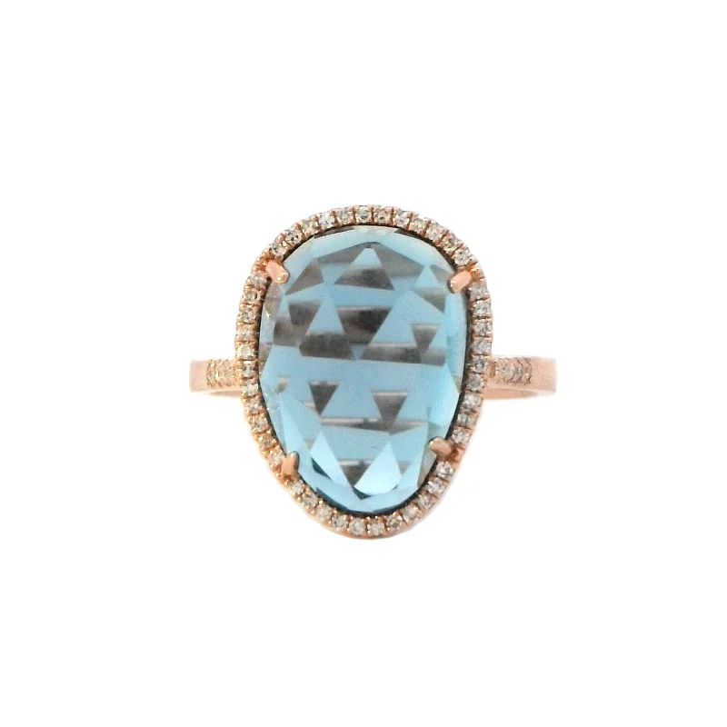 Stylish gemstone rings for women-London Blue Topaz Ring in Rose Gold