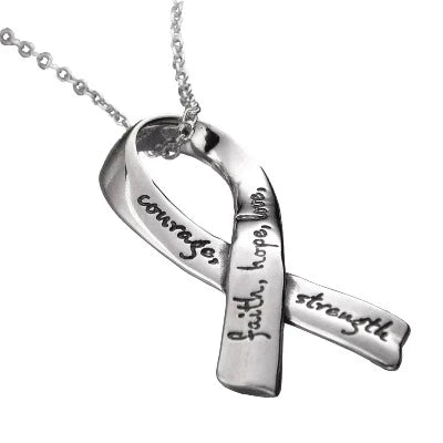 Custom bar necklaces for birthdays-Affirmation Ribbon Necklace in Sterling Silver