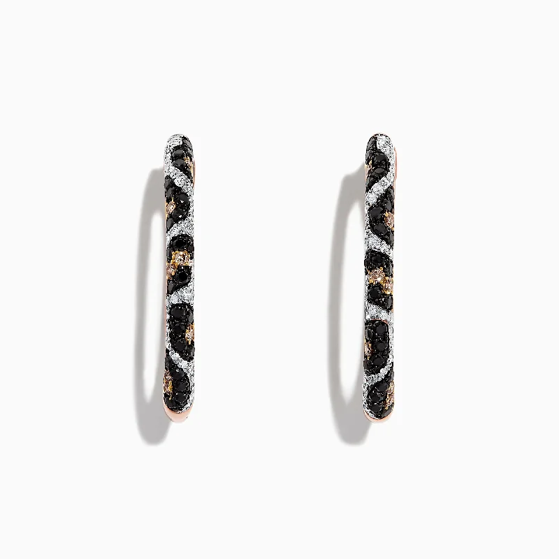 Beaded Earrings For Playful Style-14K Rose Gold Diamond Leopard Spot Hoop Earrings, 0.78 TCW