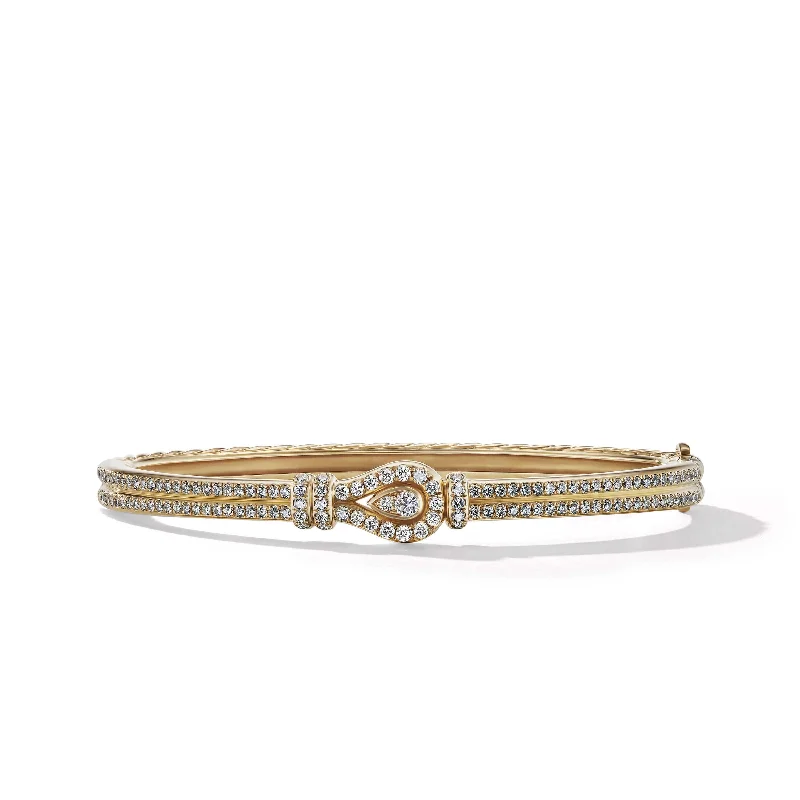 Minimalist Bracelets-Thoroughbred Loop Bracelet in 18K Yellow Gold with Full Pave Diamonds