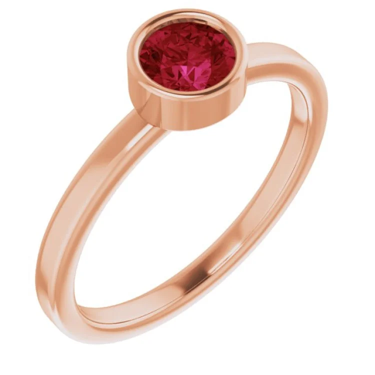 Luxury engagement rings for men-14K Rose 5 mm Lab-Grown Ruby Ring