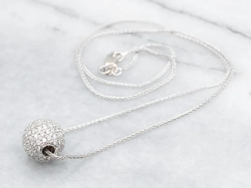 Silver choker necklaces-Diamond Encrusted Beaded Ball Necklace