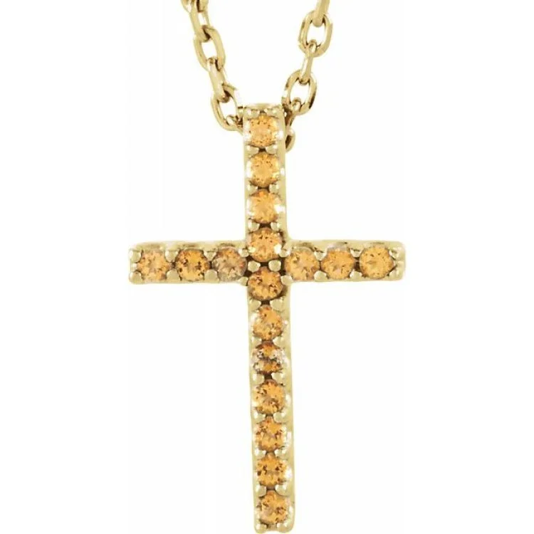 Chunky necklace chains for women-14K Yellow Natural Yellow Sapphire Petite Cross 16" Necklace