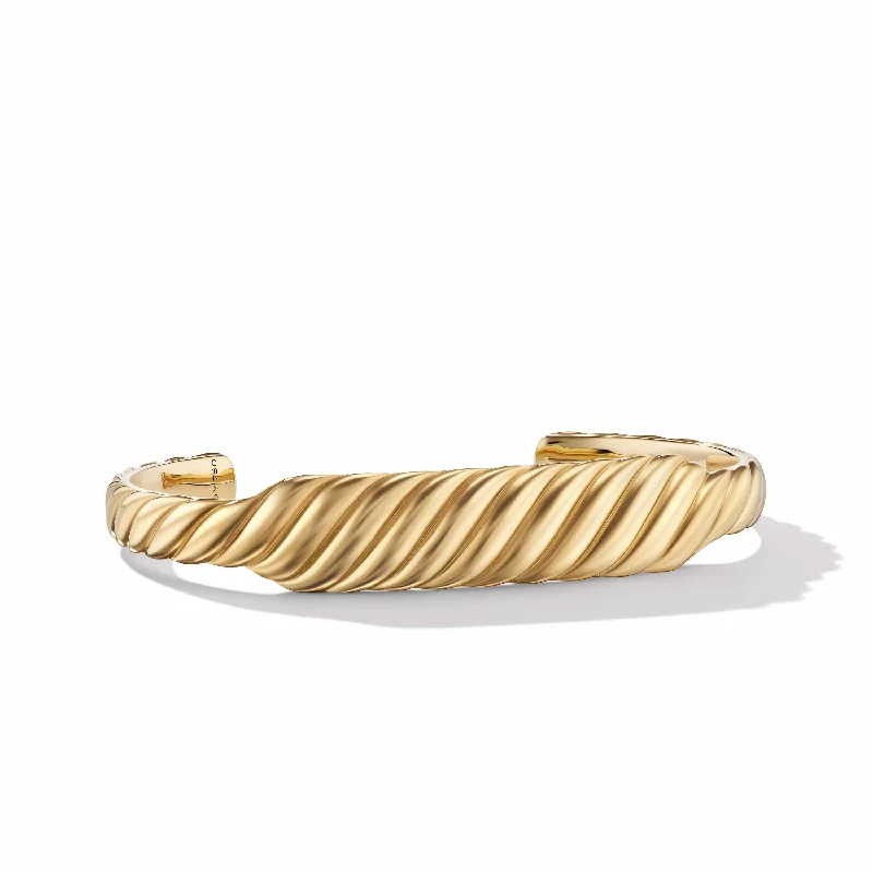 Custom Bracelets-Sculpted Cable Contour Bracelet in 18K Yellow Gold