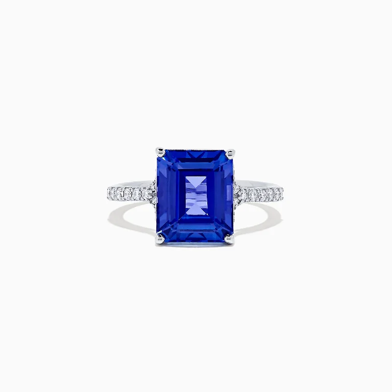 Elegant custom rings-Nahla Siri 14K White Gold Tanzanite and Diamond Ring, 4.97 TCW