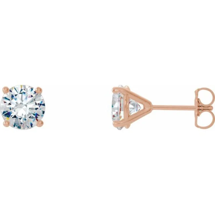 Boho Stud Earrings For Casual Look-14K Rose 1 CTW Natural Diamond Cocktail-Style Earrings