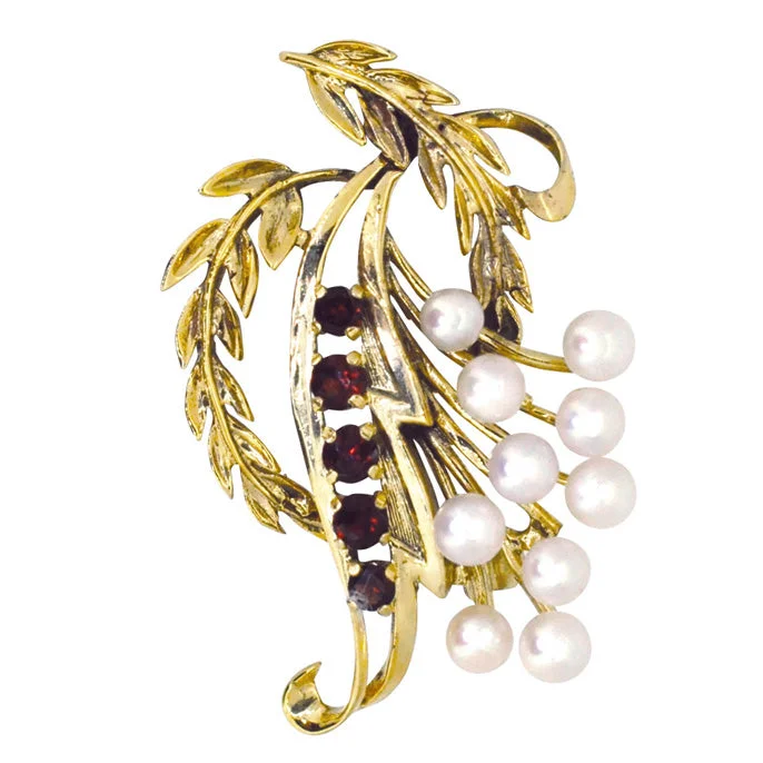 Exquisite Brooch-Garnet & Pearl Brooch