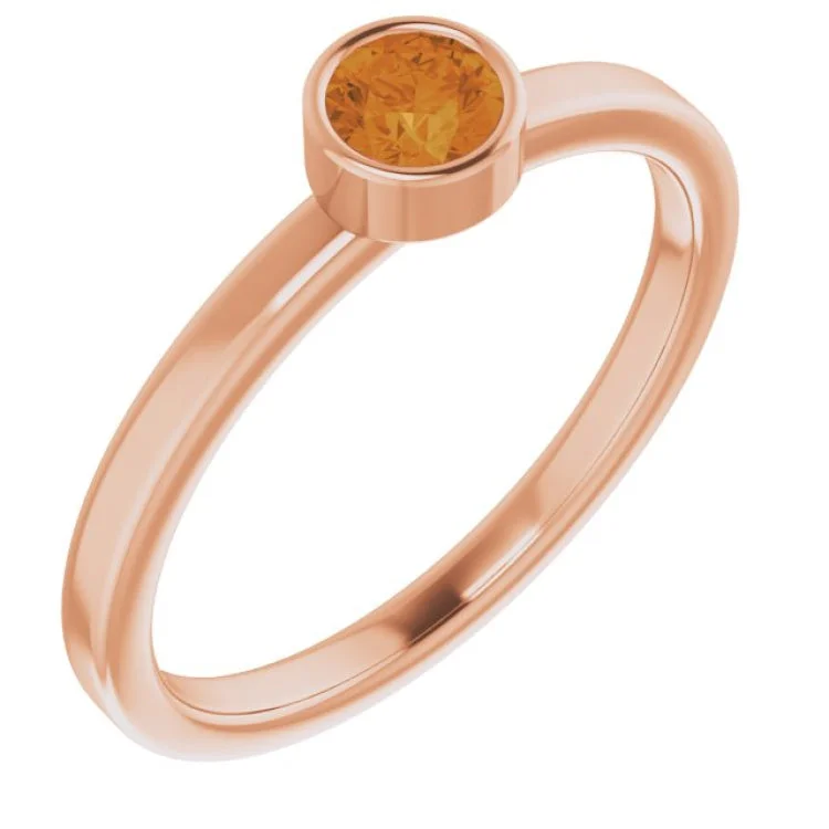 Stylish silver wedding bands-14K Rose 4 mm Natural Citrine Ring