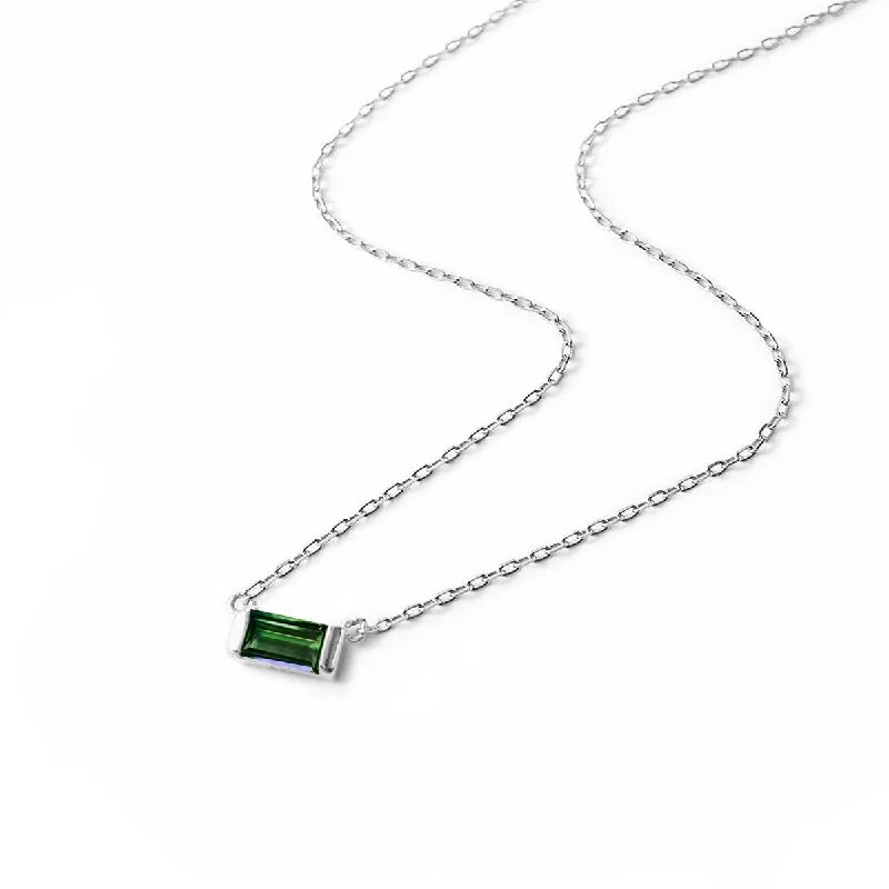 Simple crystal necklaces for meditation-Baguette Gemstone Necklace - Emerald