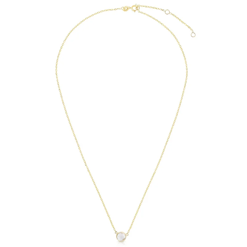 Trendy gemstone necklaces-14K Gold & White Topaz Solitaire Necklace