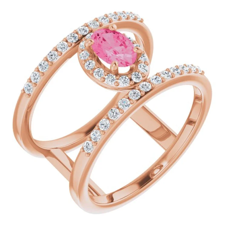 Simple wedding bands-14K Rose Natural Pink Spinel & 1/3 CTW Natural Diamond Ring