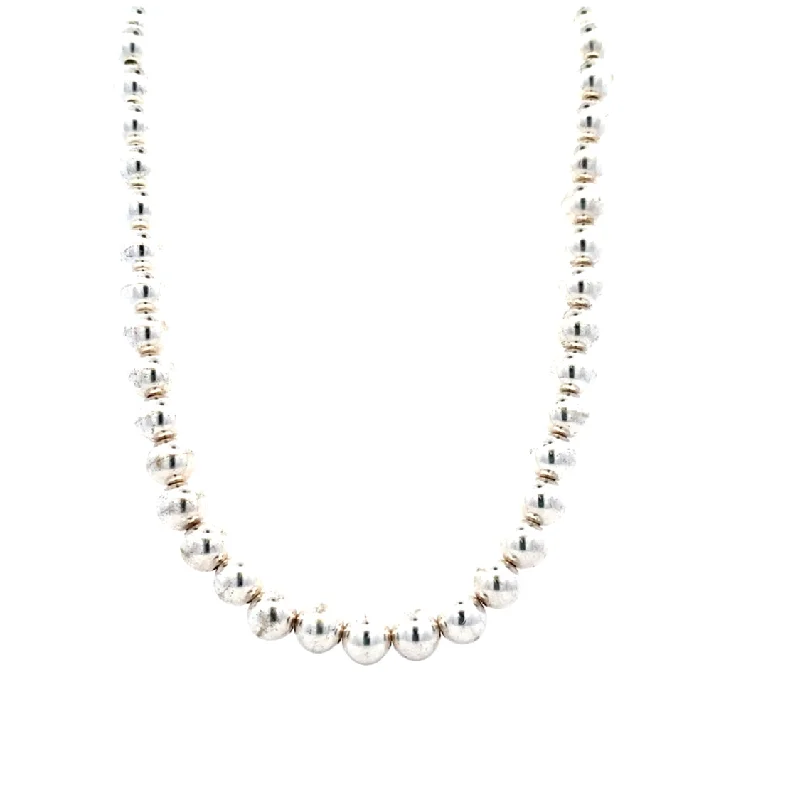 Silver necklaces for women-Estate 24" Beaded Necklace in SIlver