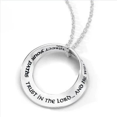 Custom photo necklaces for special occasions-TRUST IN THE LORD - PROVERBS 3:5-6 Sterling Silver Necklace