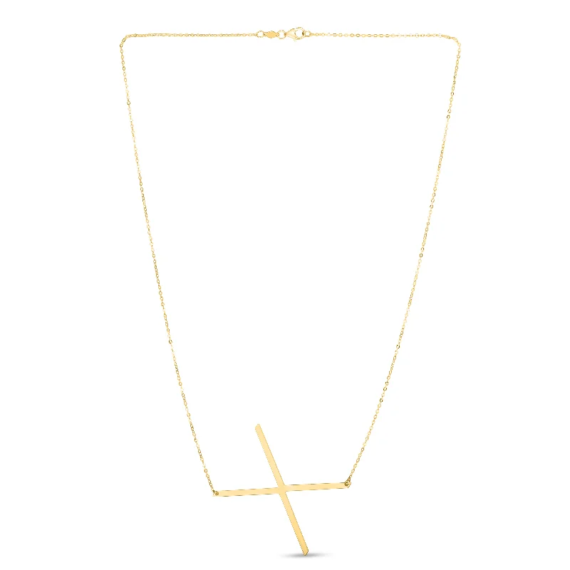 Men’s fashion necklace pendants-14K Gold Large Initial X Necklace