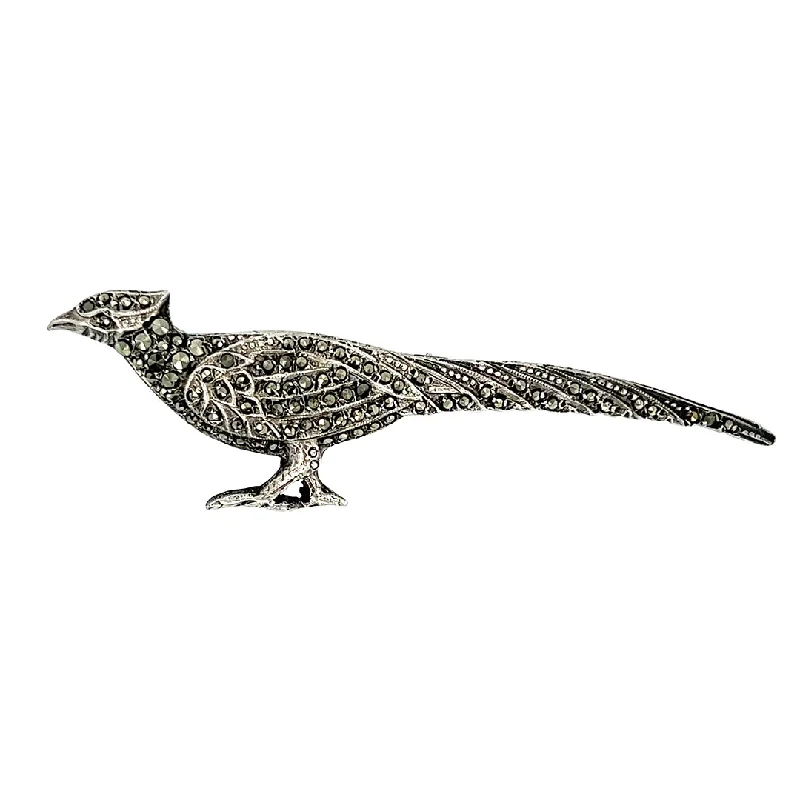 Minimalist Brooch-Marcasite Pheasant Brooch