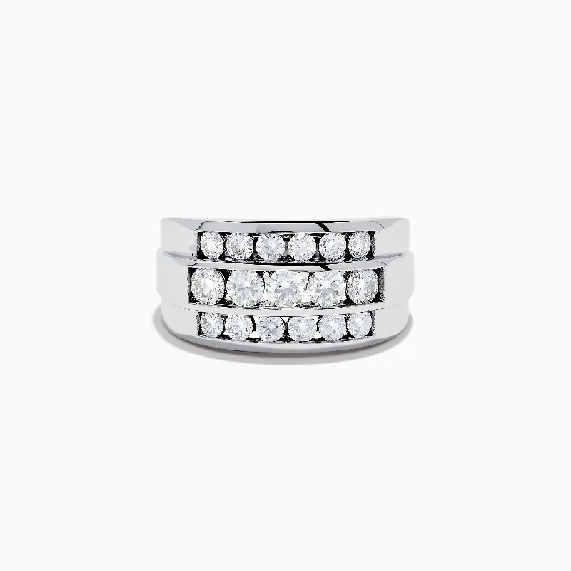 Engagement rings for men and women-Men's 14K White Gold Diamond Ring