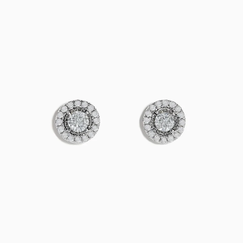 Elegant Earrings For Wedding Days-Pave Classica 14K White Gold Diamond Earrings