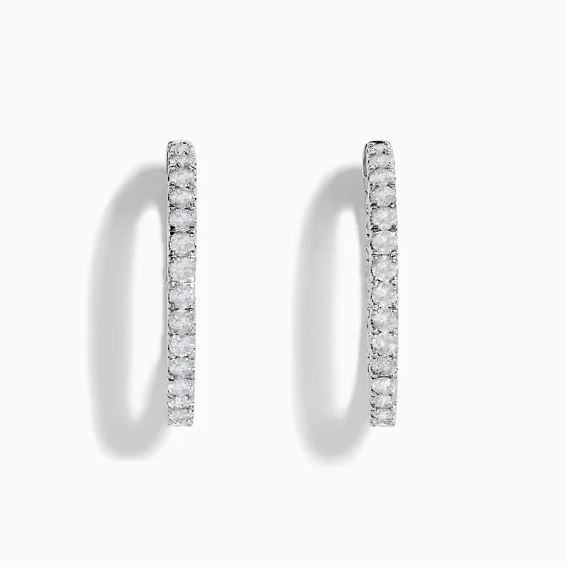 Vintage Earrings For Elegant Style-Pave Classica 14K White Gold 1" Diamond Inside-Out Hoop Earrings 1.96 TCW