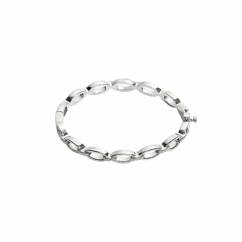 Phoenix Bracelets-Open Chain Link Diamond Station Bangle Bracelet