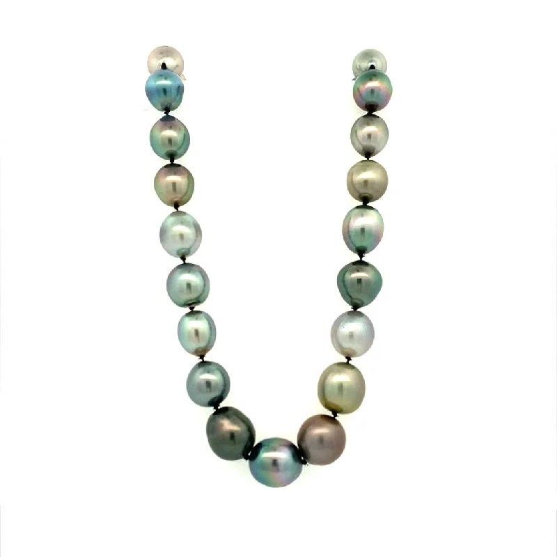 Simple and elegant necklaces-18" Multi-olored Tahitian Pearl Necklace in White GOld