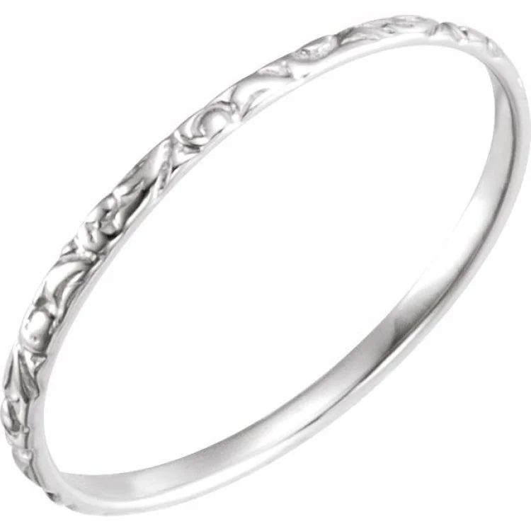 Blue diamond rings-14K White Etched Ring