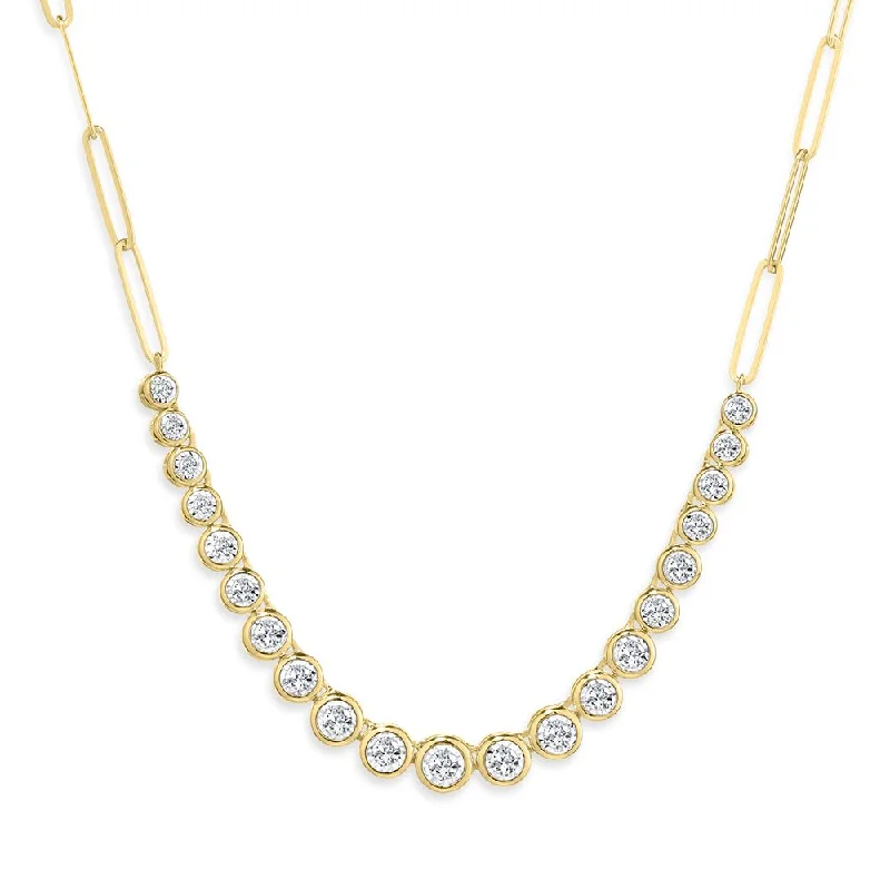 Trendy necklaces for layering looks-Diamond Fancy Link Necklace in Yellow Gold