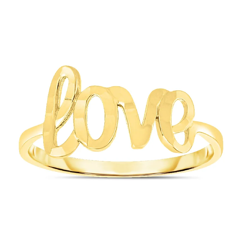 Vintage engagement rings for men-14K Gold ""Love"" Ring