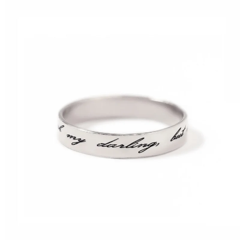 Thin gold rings-Script Engraved Message Ring