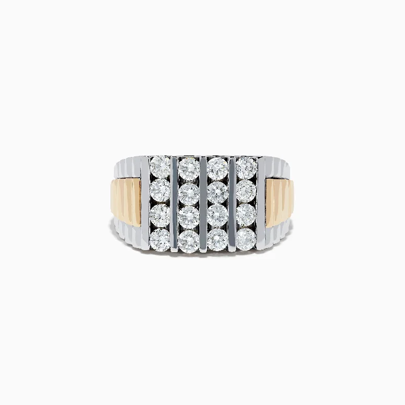 Men’s custom rings-Men's 14K Two-Tone Gold Diamond Ring